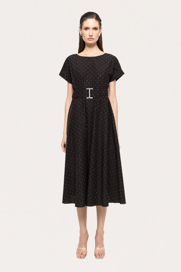 Rochie din poplin cu aplicatie din strasuri