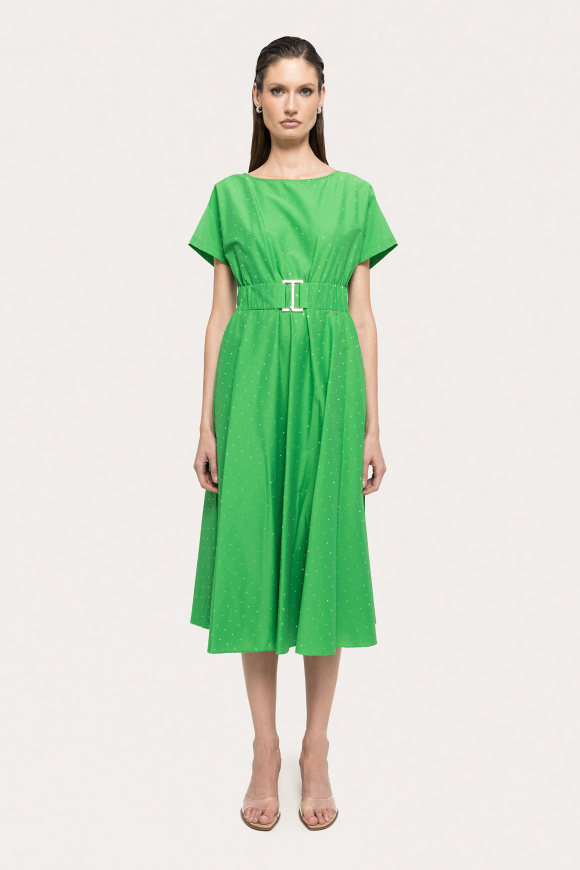 Embellished poplin midi dress
