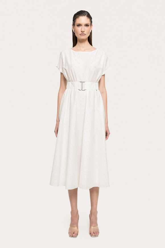 Embellished poplin midi dress
