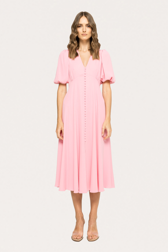 Puff-sleeve midi dress