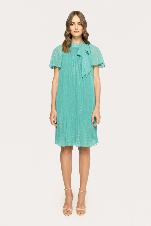 Bow-detail pleated midi dress