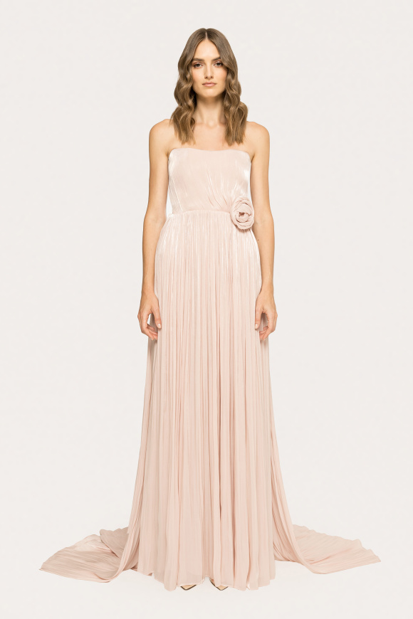 Pleated chiffon maxi dress