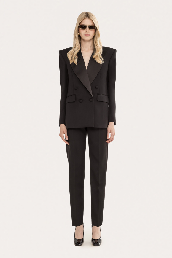 Sacou din lana cu rever satinat