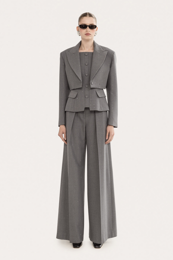 Sacou scurt din stofa cu paiete