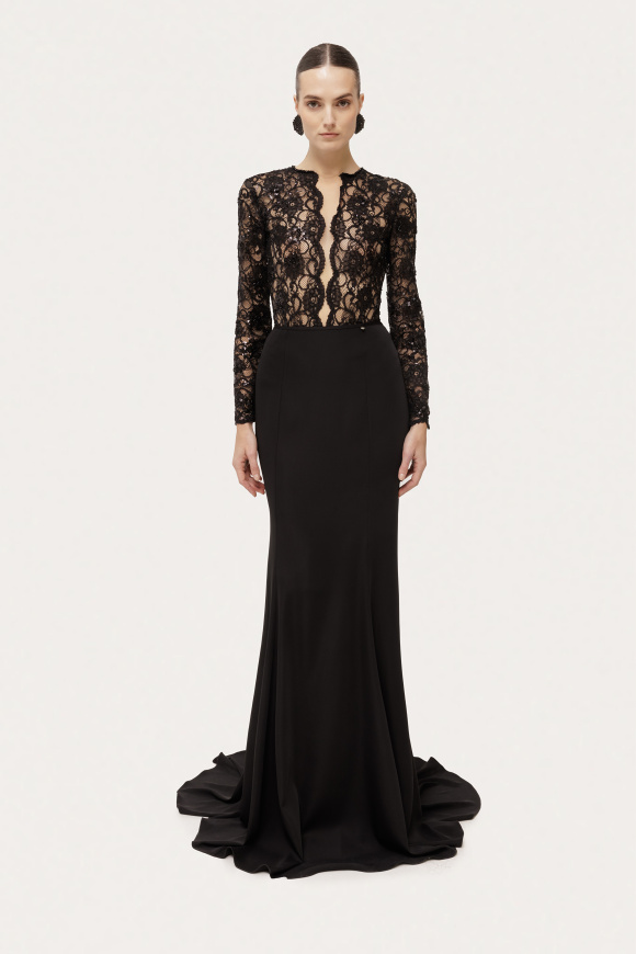 Sequin-detail lace bodysuit