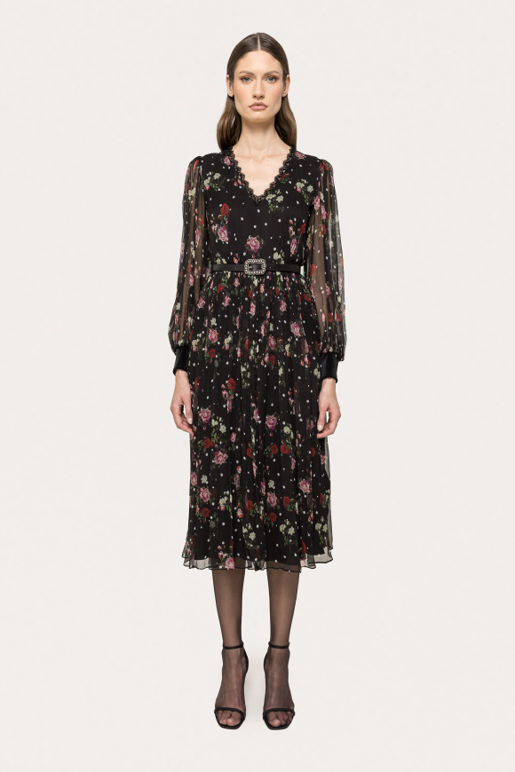 Printed silk midi dress