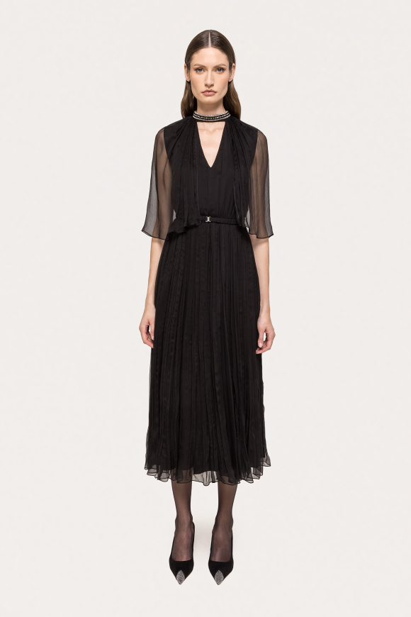 Crystal-detail silk midi dress