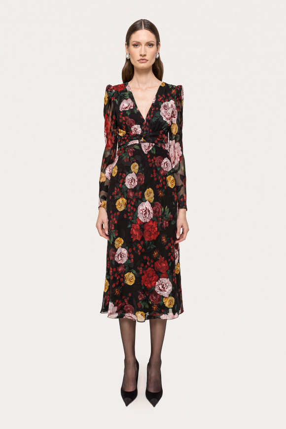 Printed chiffon midi dress