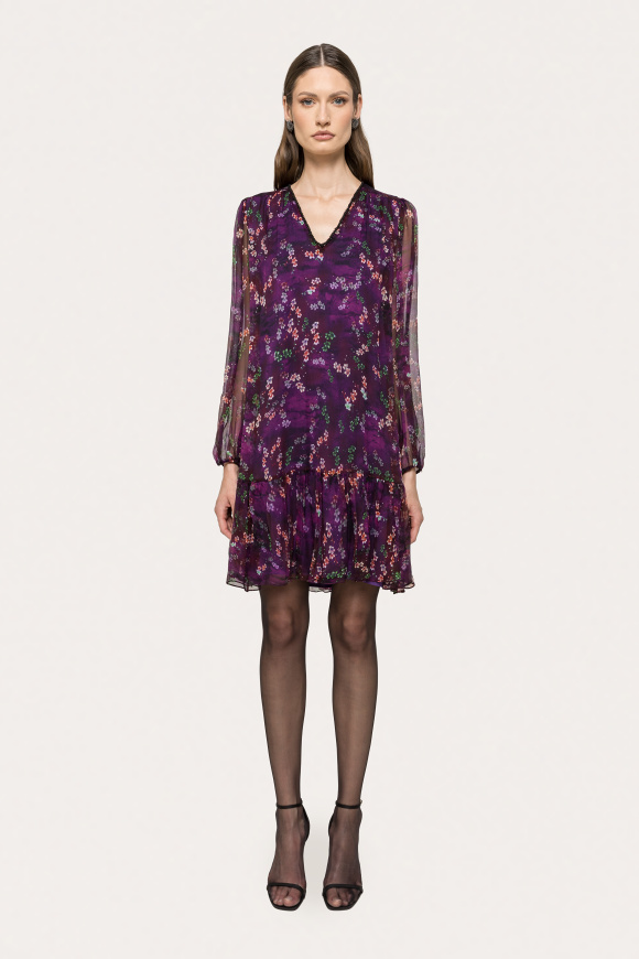 Printed silk midi dress