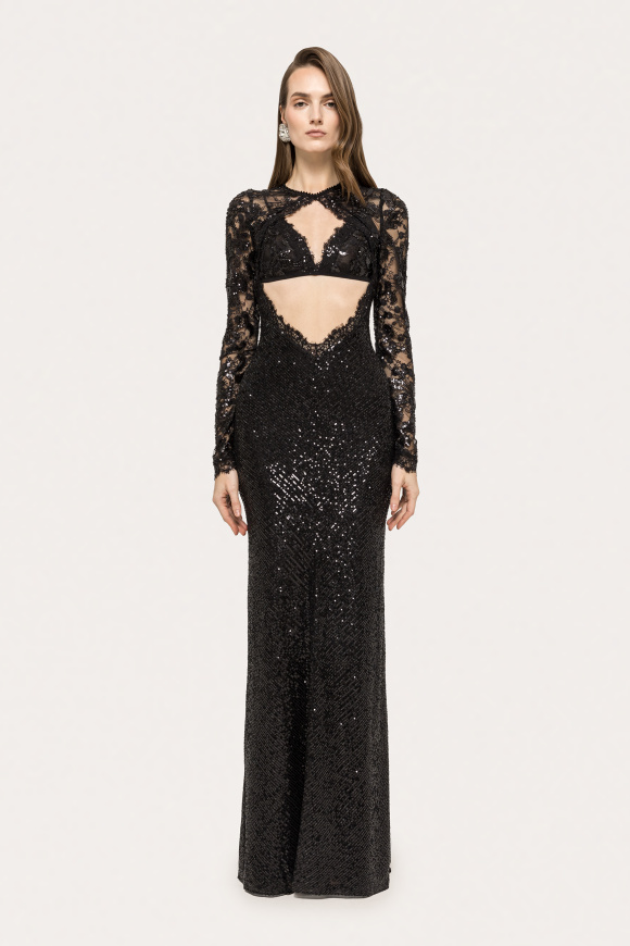 Cut-out sequined maxi dress