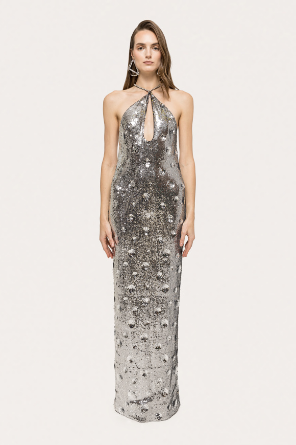 Sequined open back gown
