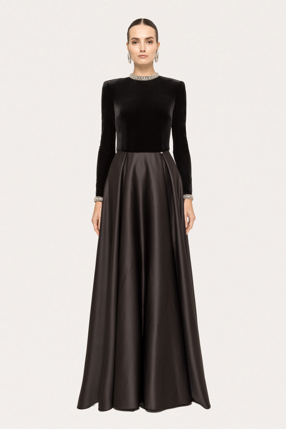 Crystal-embellished taffeta gown