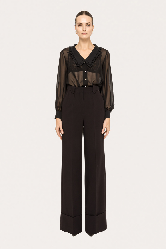 Pearl-detail chiffon shirt
