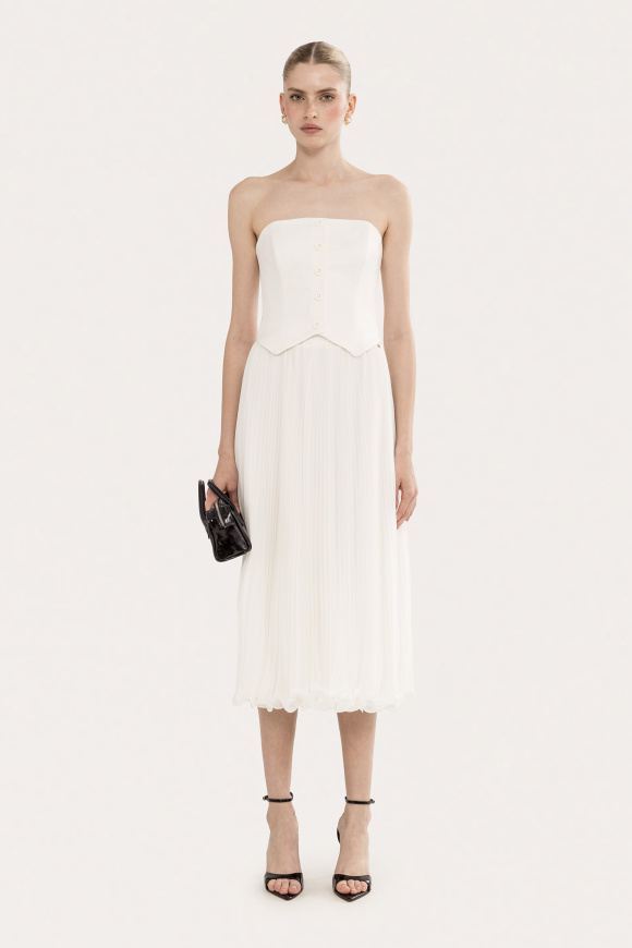 Pleated chiffon midi skirt