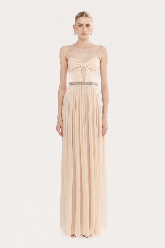 Crystal-detail chiffon maxi dress