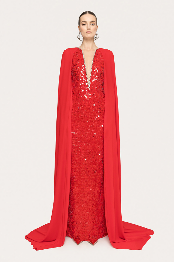 Crystal-embellished sequin maxi dress