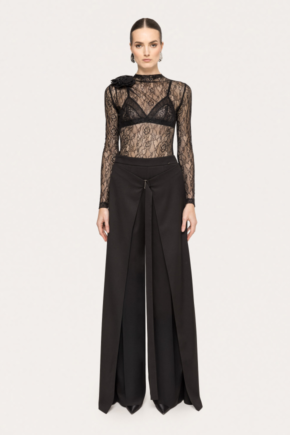 Layered wide-leg pants