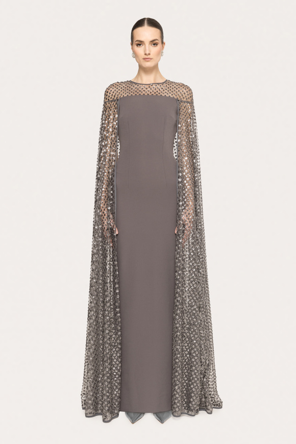 Sequined cape maxi dress