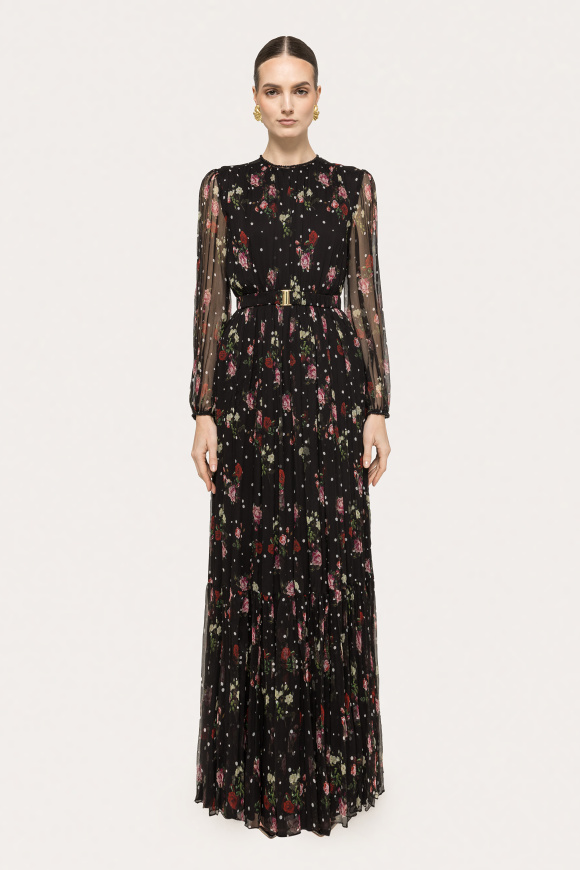 Printed silk maxi dress