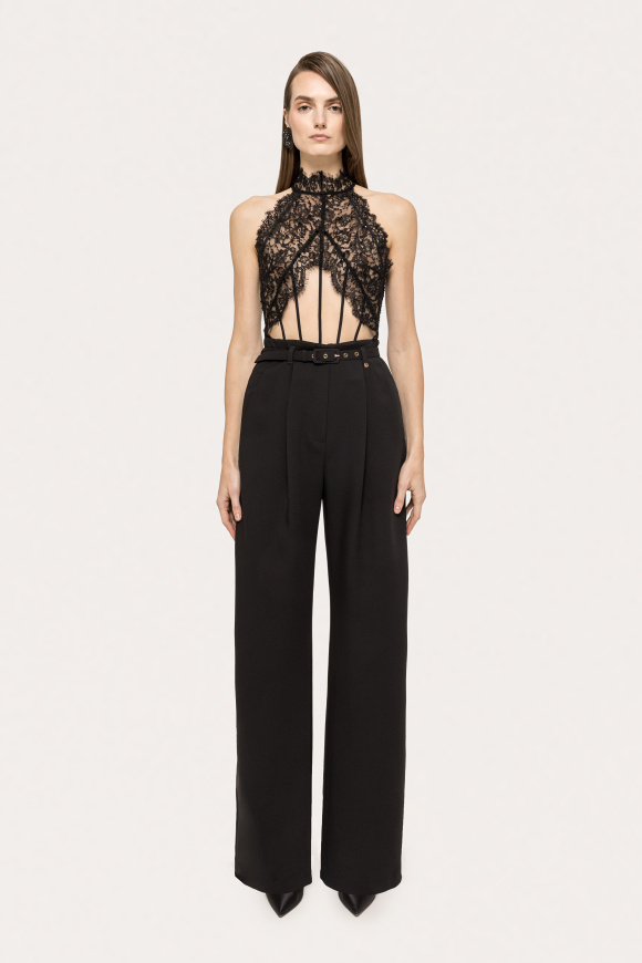 Sequin-detail lace bodysuit