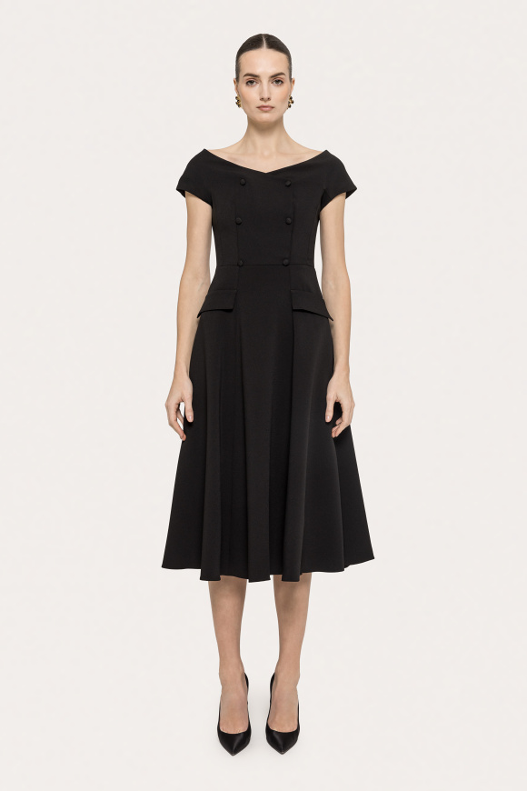 A-line crepe midi dress