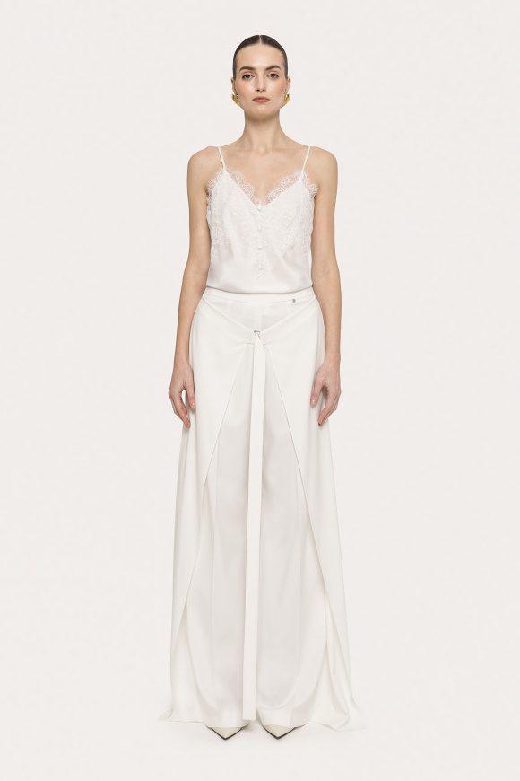 Lace-panel viscose top