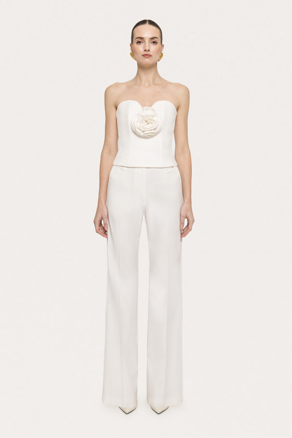 Floral-appliqué corset top