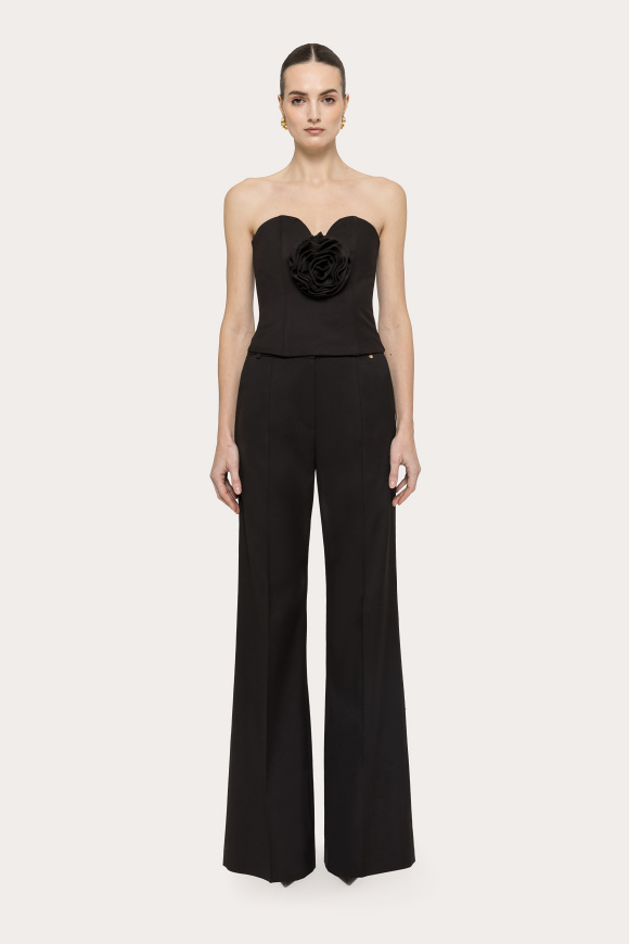 Floral-appliqué corset top