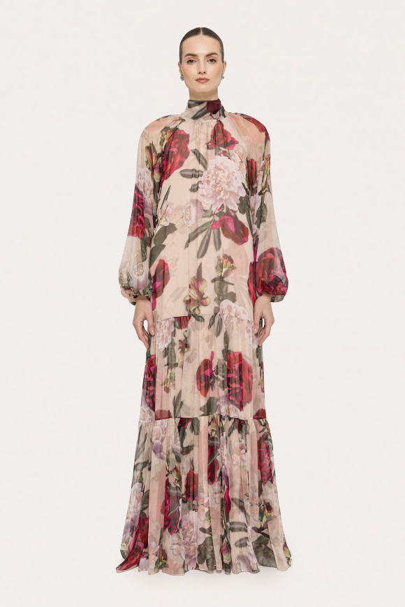 Rochie din matase cu detaliu tip esarfa