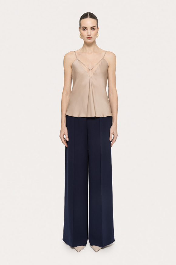 Tulle-insert viscose top