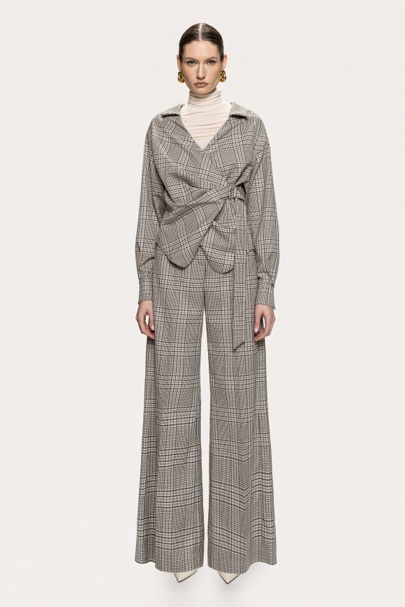 Checked wrap shirt