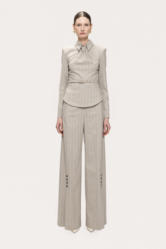 Pinstripe wide-leg trousers