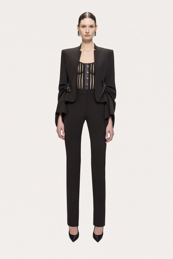 High-rise slim-fit pants
