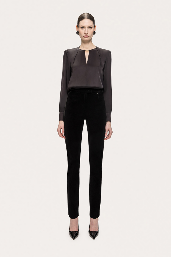 Satin viscose V-neck top