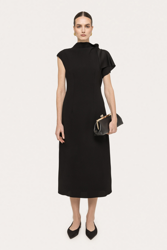 A-line crepe midi dress