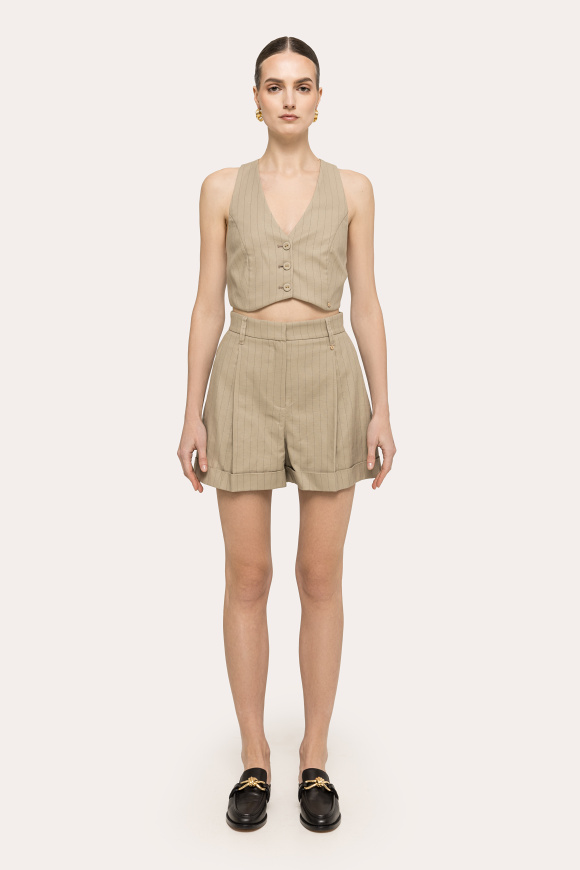 High-waisted cotton shorts