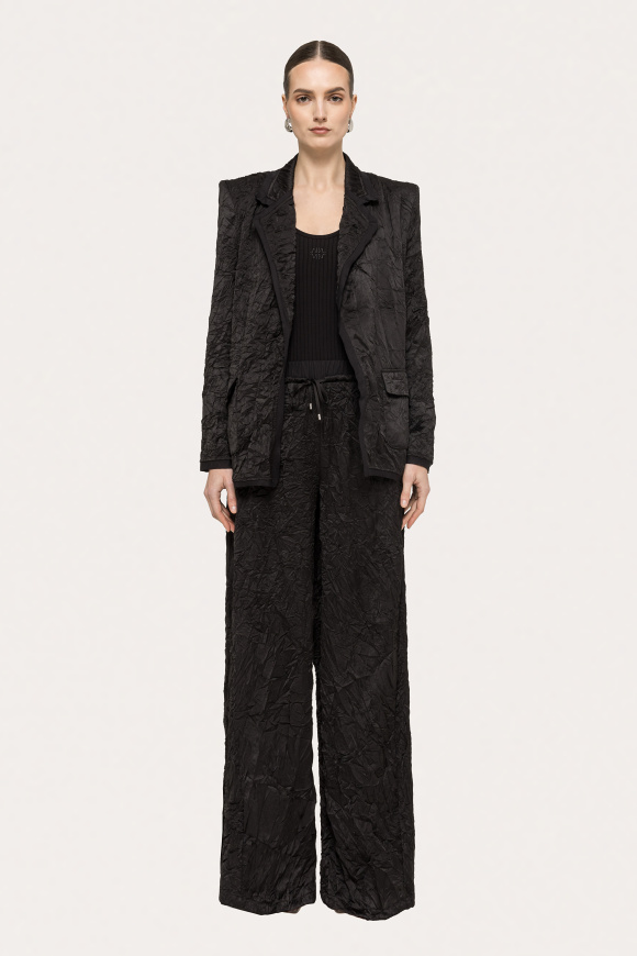 Crinkle-effect wide-leg pants