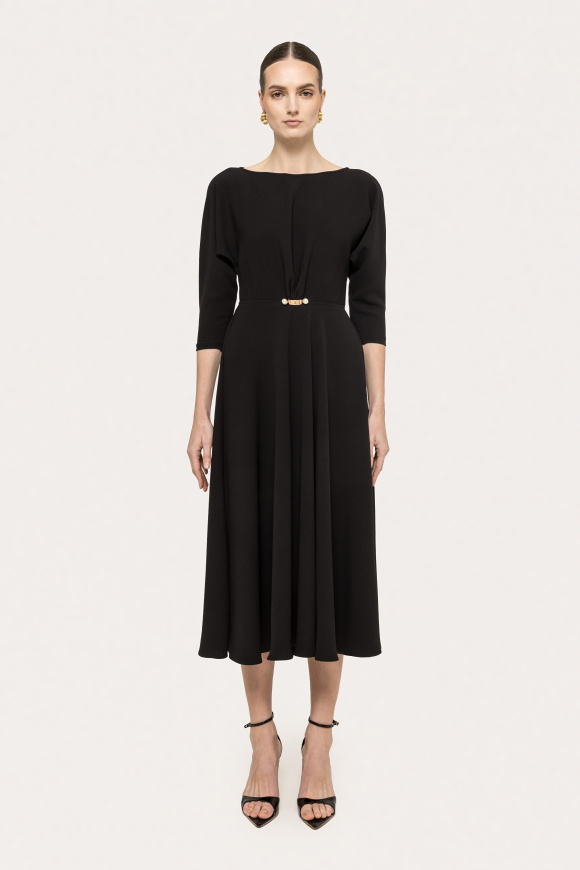 Pearl-detail crepe midi dress