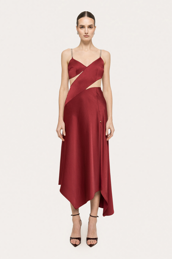 Crystal-detail viscose midi dress