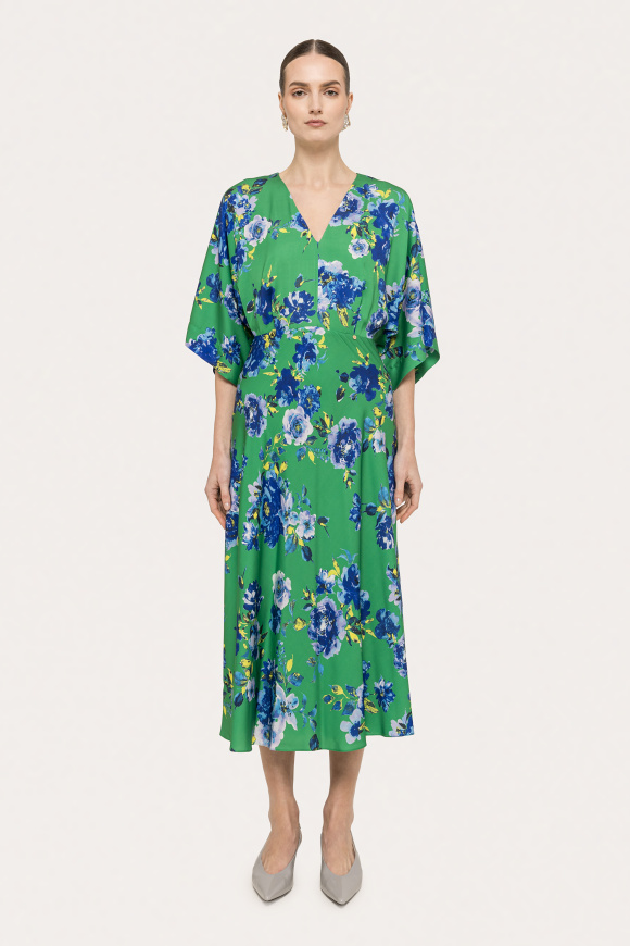 Printed satin midi dress