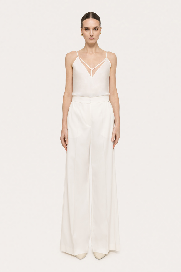 Tulle-insert viscose top