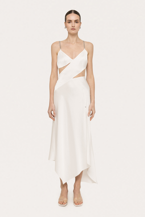 Crystal-detail viscose midi dress