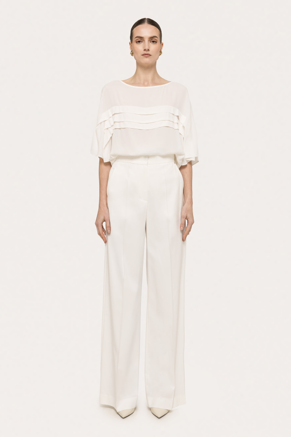 Pleat-detail chiffon top