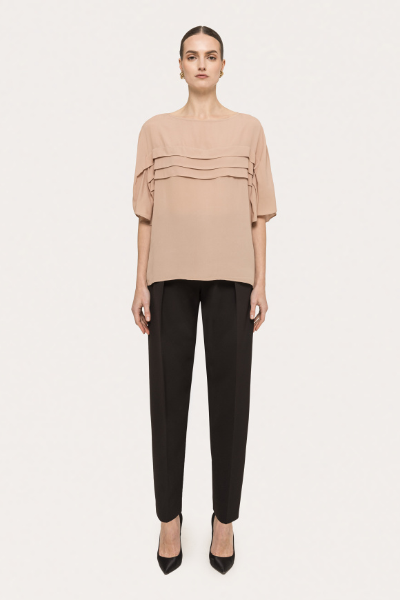 Pleat-detail chiffon top
