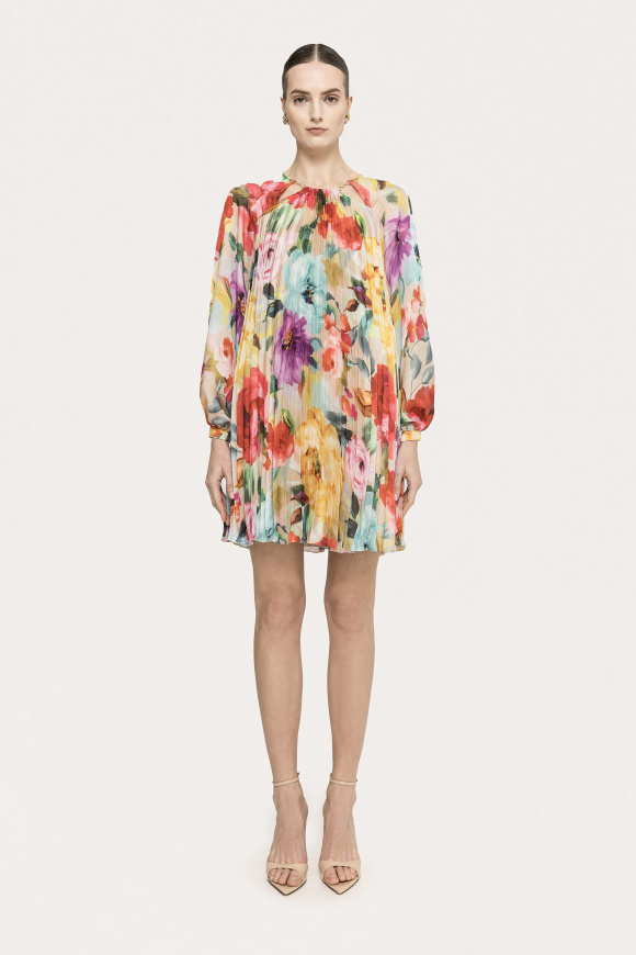 Pleated chiffon midi dress