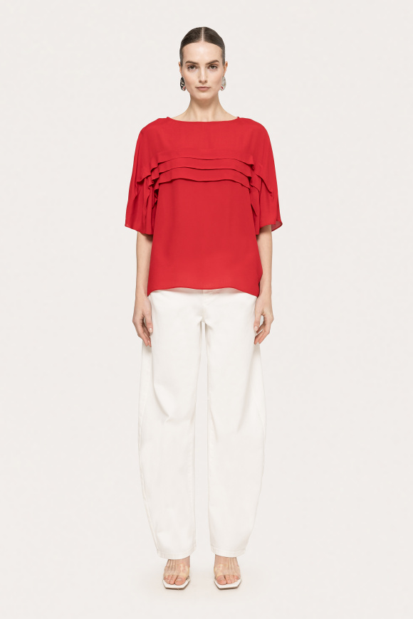 Pleat-detail chiffon top
