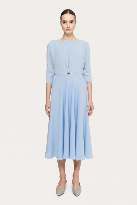 Pearl-detail crepe midi dress