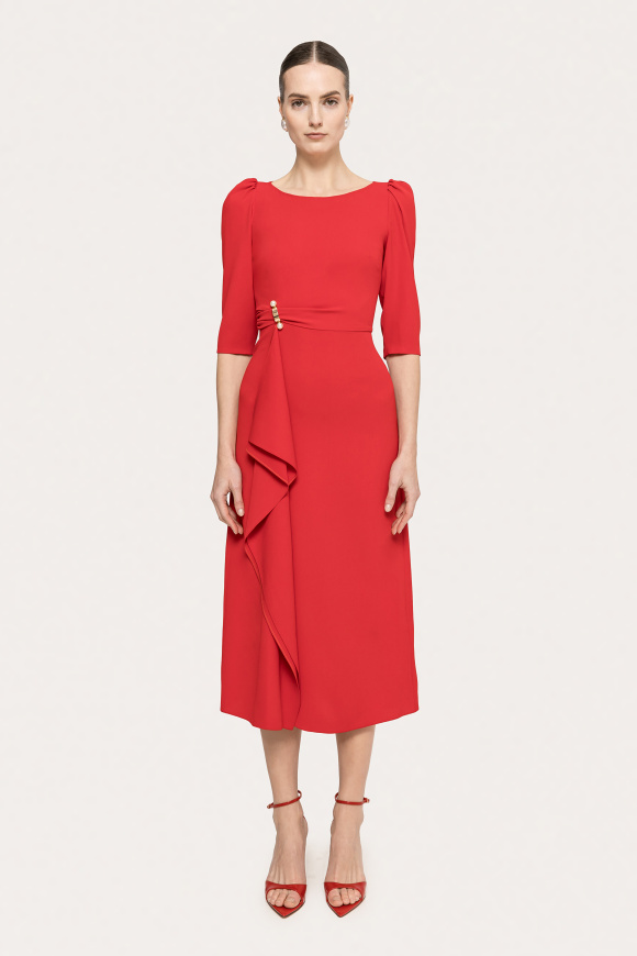 Pearl-detail midi dress