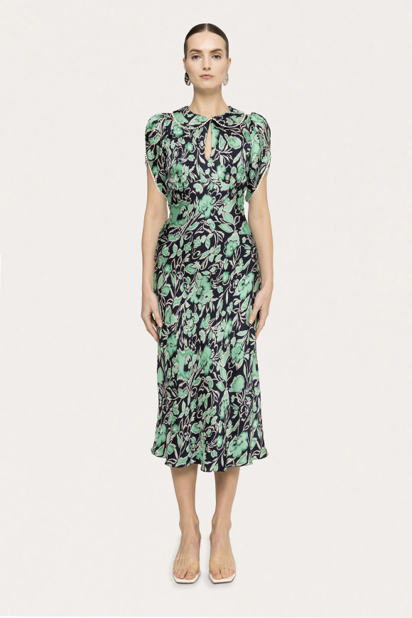 Printed cupro midi dress