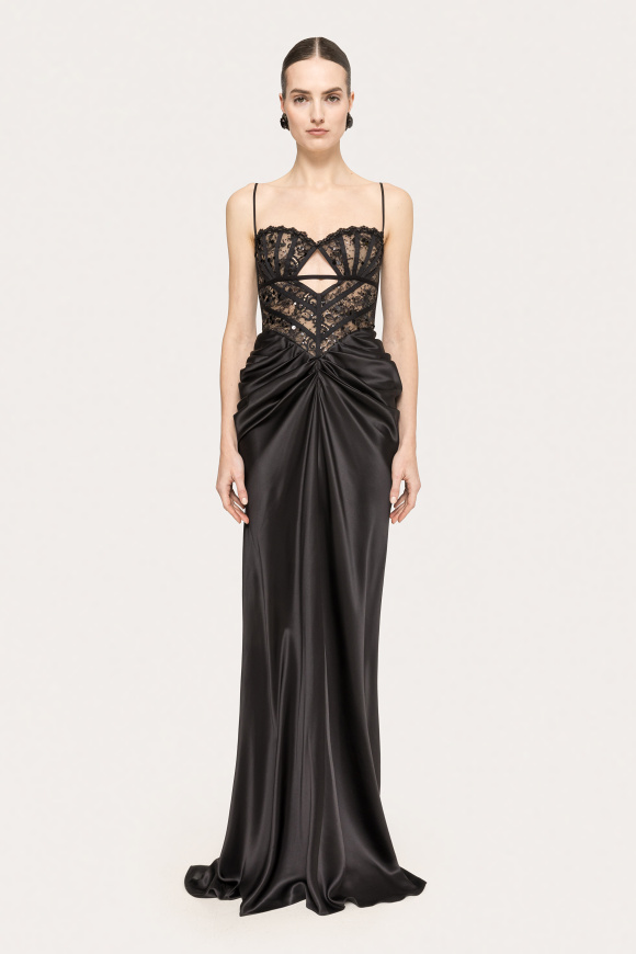 Rochie din matase cu bust de dantela